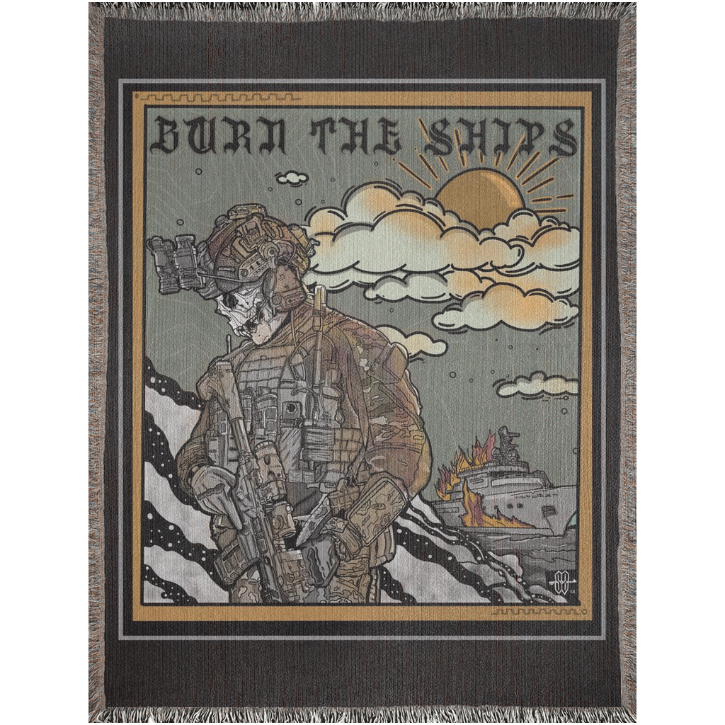 Burn The Ships Woven Blanket