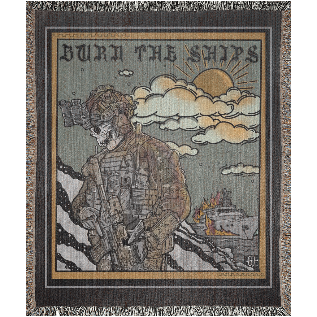 Burn The Ships Woven Blanket