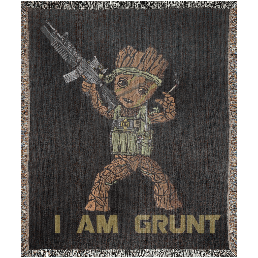 I Am Grunt Woven Blankets