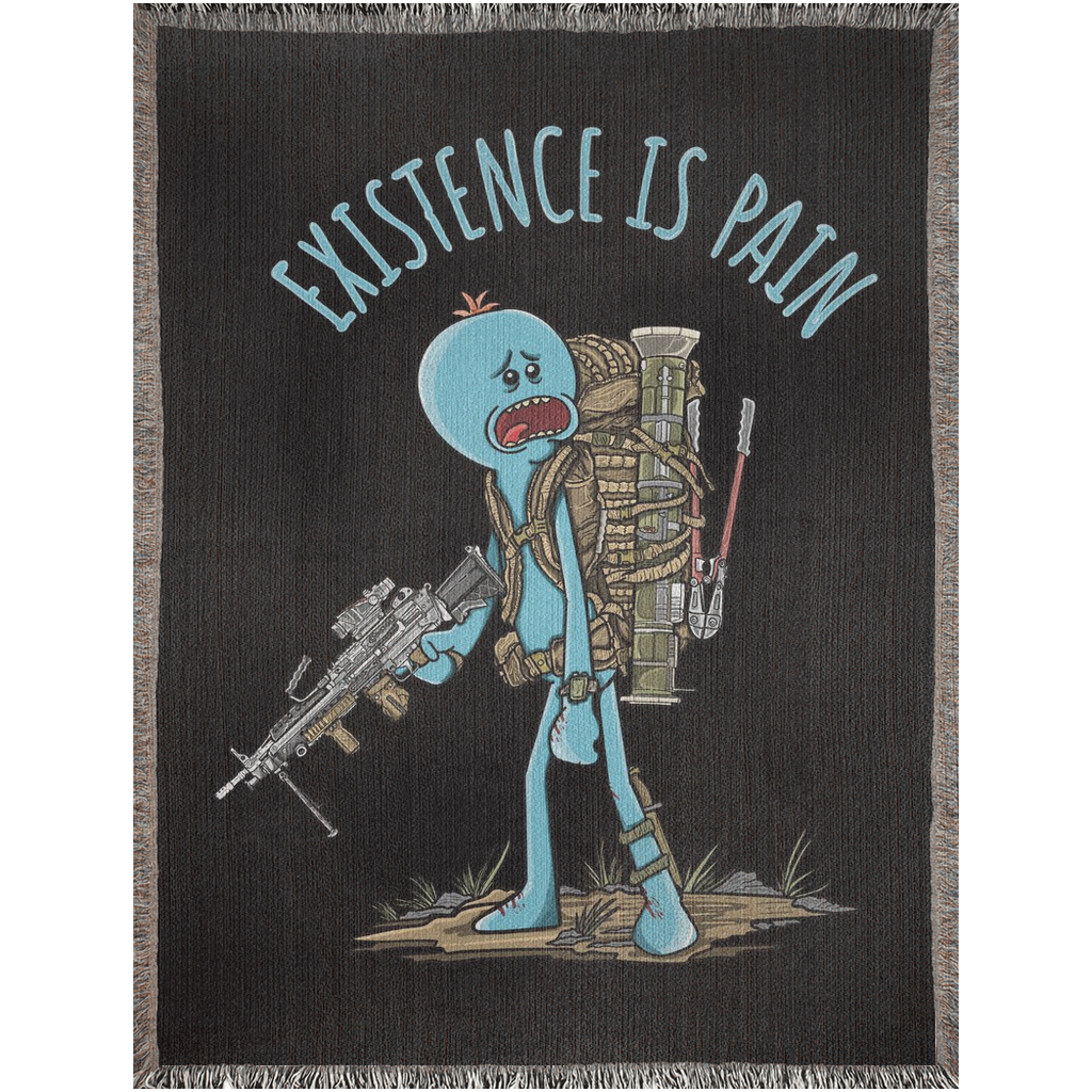 Existence Is Pain Woven Blanket