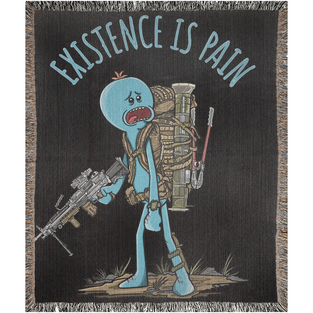 Existence Is Pain Woven Blanket